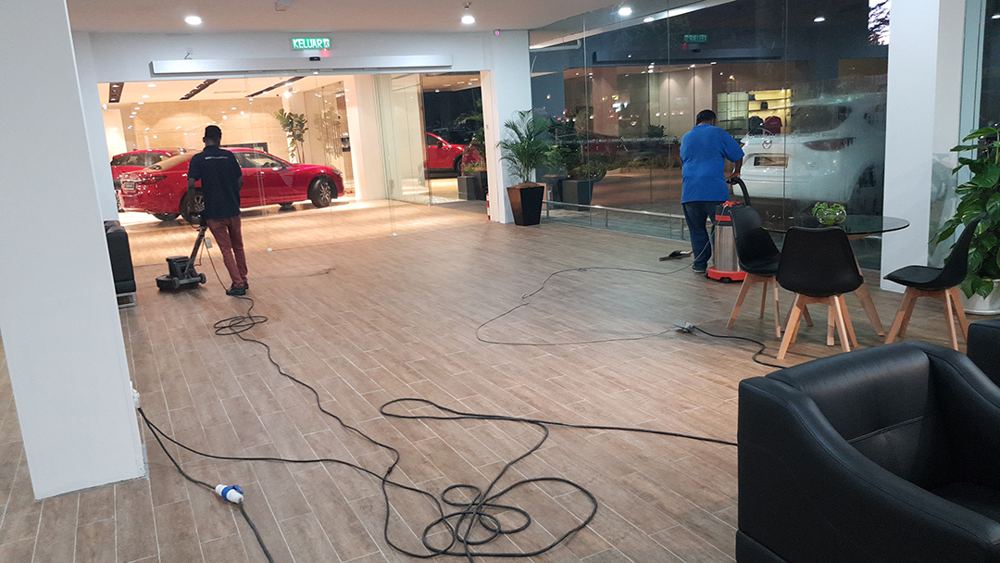 Showroom floor cleaning by Alam Aman