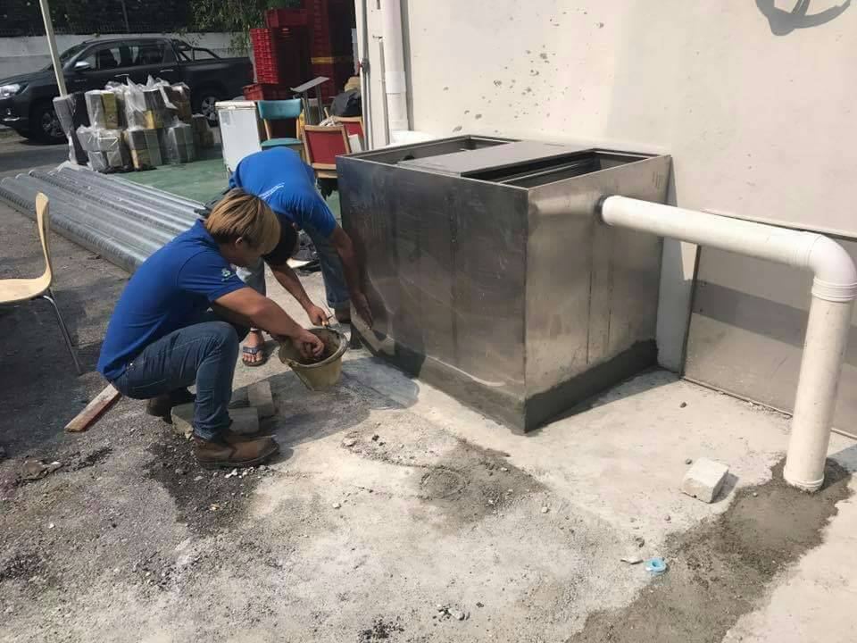 Commercial kitchen grease trap installation works
