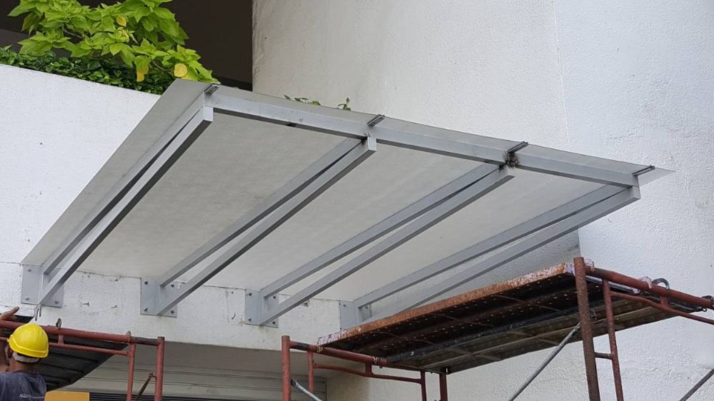 Steel canopy installed by Alam Aman renovation team